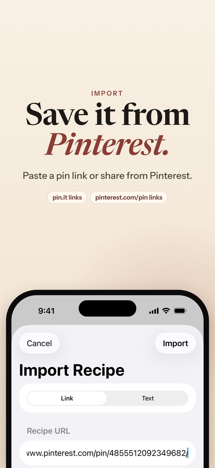 Save it from Pinterest: importing a recipe from a pin link